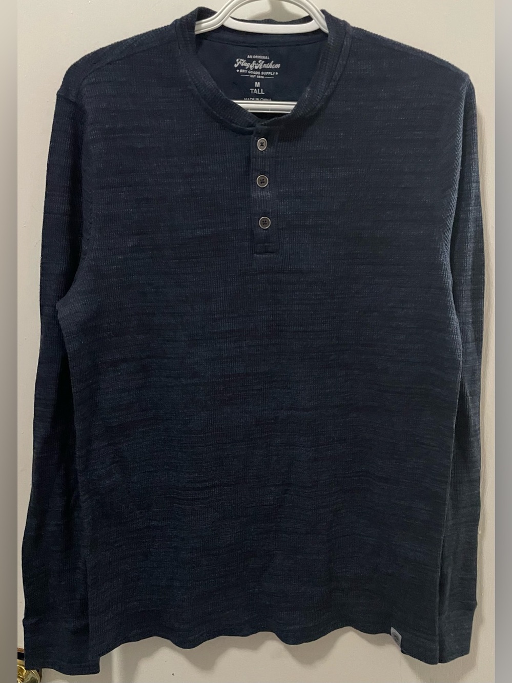 Flag & Anthem Men’s Navy Black Long Sleeve Henley Pullover Shirt Size Medium M